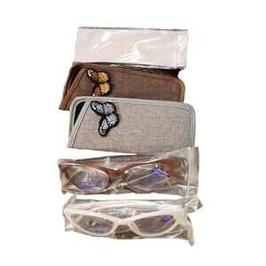 EYEURL Professional Block Blue Light Glasses 2 Pairs Reading +3.50 Glasses Cases